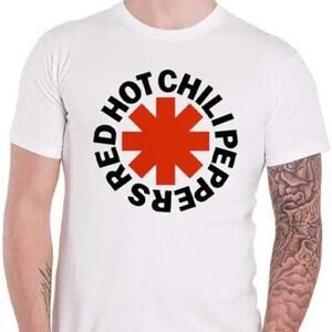 Licensed Red Hot Chili Peppers Distressed White Graphic Band Tee Size XLarge